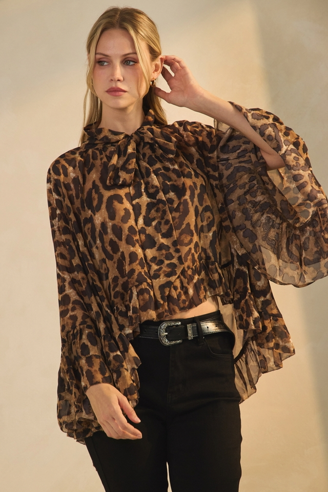 Style the Leopard Printed Chiffon Blouse exclusively at Born To Glam