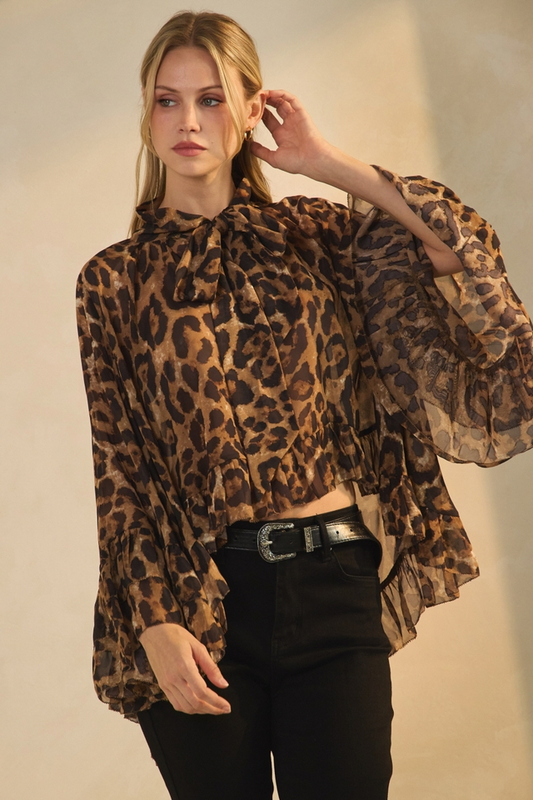 Style the Leopard Printed Chiffon Blouse exclusively at Born To Glam