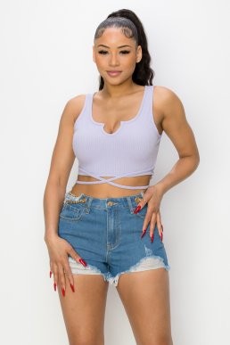 Lilac Crisscross Tie Top