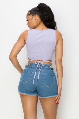 Lilac Crisscross Tie Top