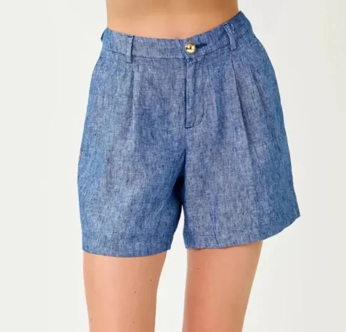 Lilly Pulitzer Dewey Linen Shorts - Starlight Navy