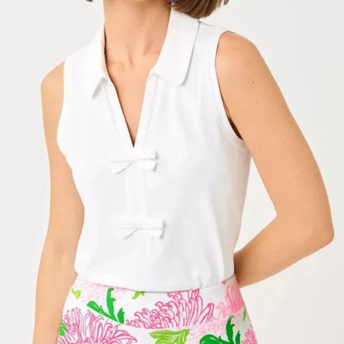 Lilly Pulitzer Frida S/L Bow Polo - White