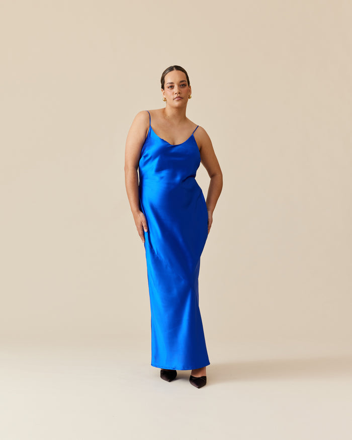 LOGAN SATIN SLIP SAPPHIRE