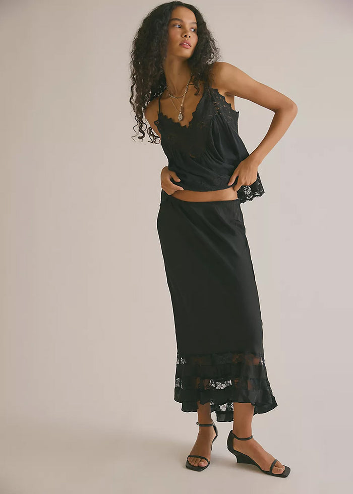 Long Lost Lover 1/2 Slip Skirt - Black