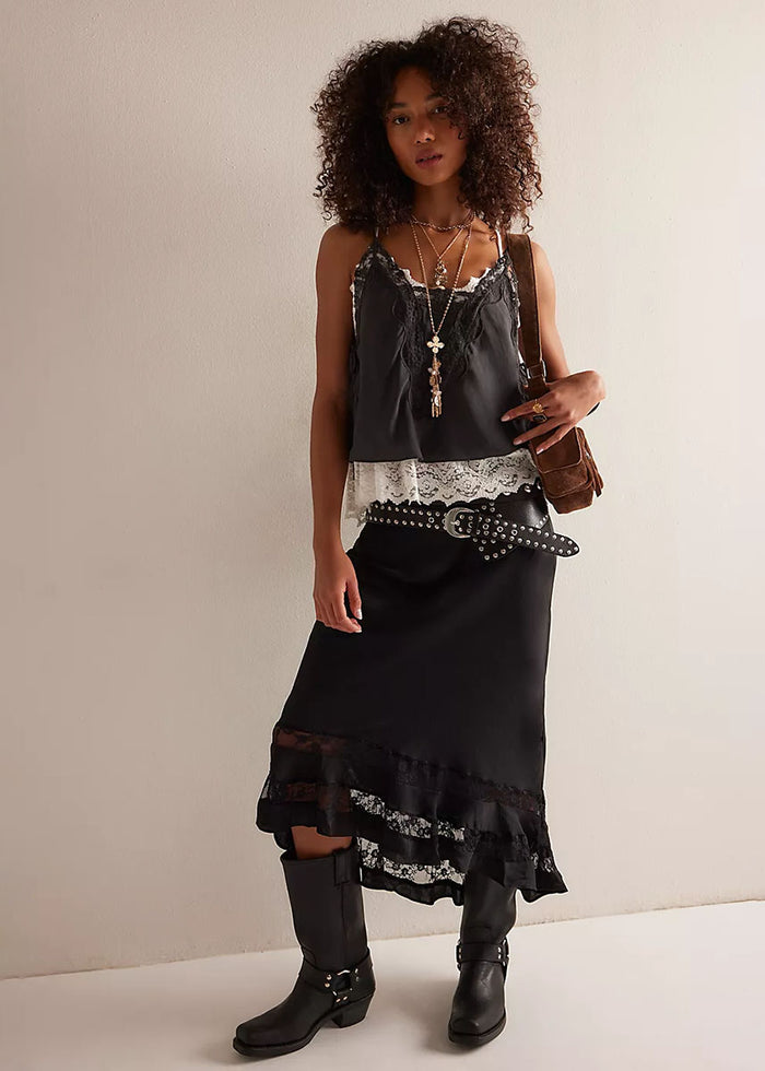 Long Lost Lover 1/2 Slip Skirt - Black