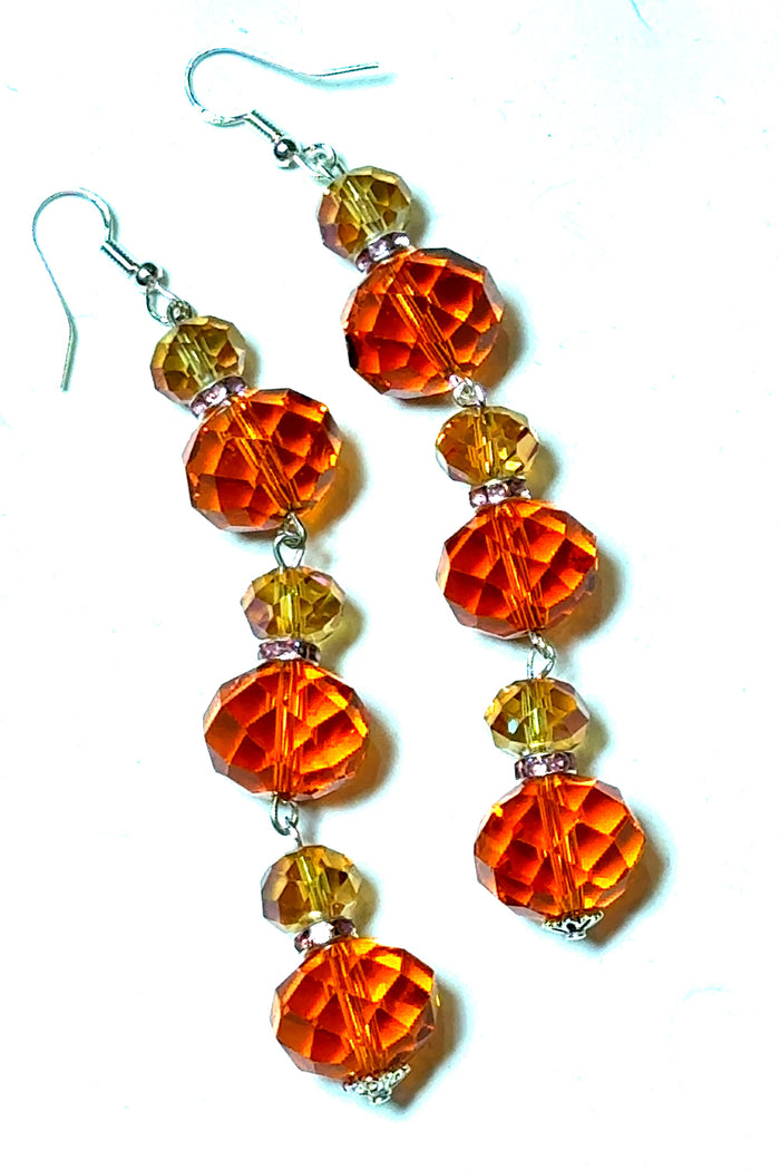 Style the Long Orange Dangle Crystal Earring exclusively at Born To Glam