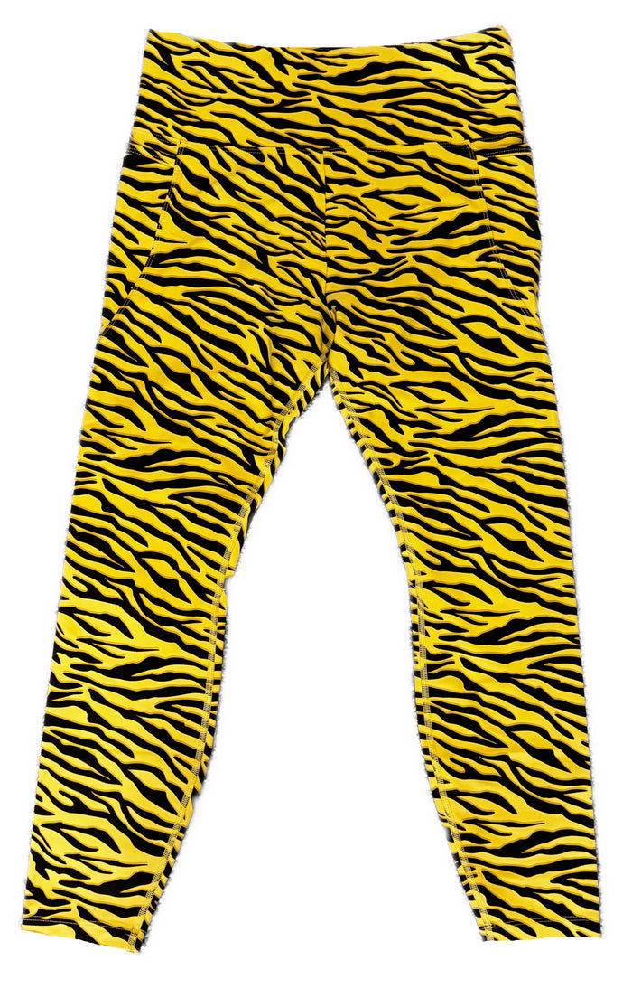 Lorna Jane Women's Yellow & Black Tiger Stripe Leggings Size M MSP$72