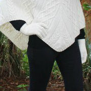 Natural colour Alpaca gloves on person