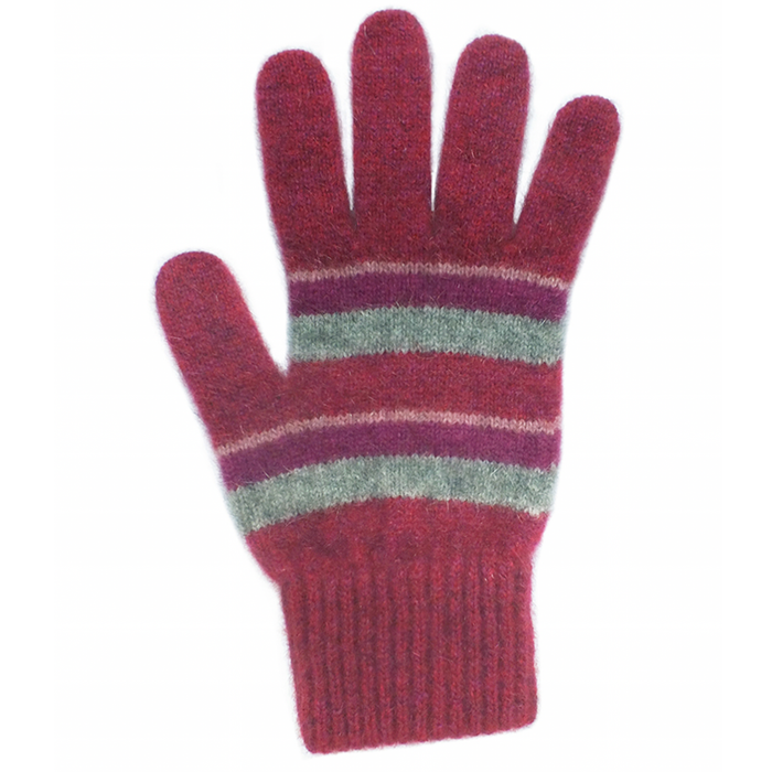 Pink - Lothlorian Merino - Possum Accent Stripe Glove (9894)