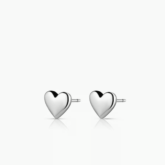 Lou Heart Studs - Silver