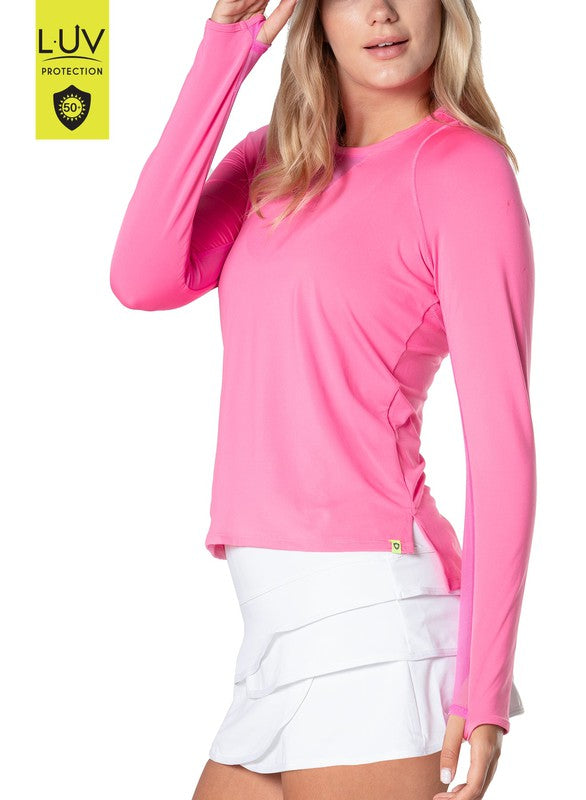 Lucky In Love Breezy L/S Top - Taffy Pink