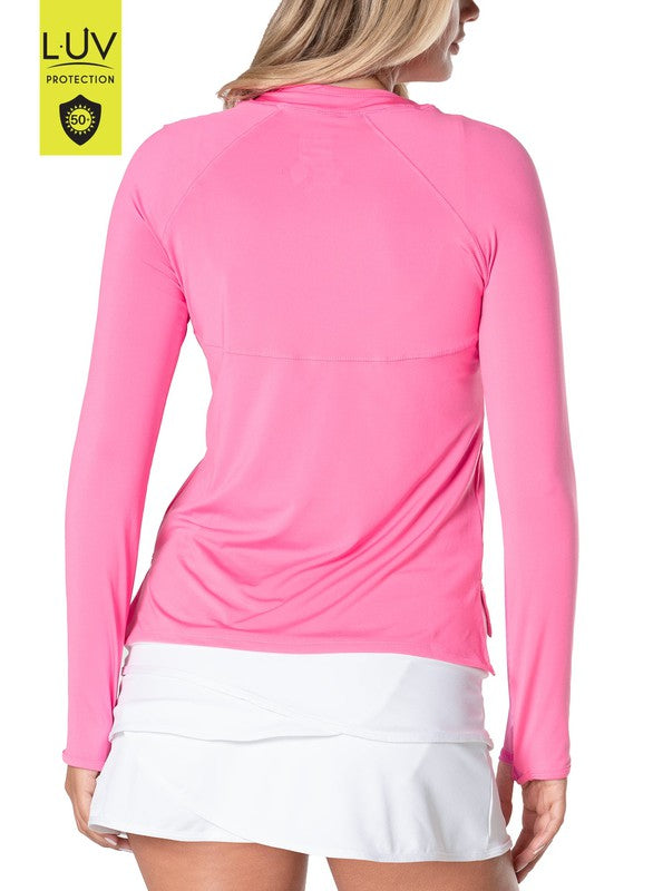 Lucky In Love Breezy L/S Top - Taffy Pink