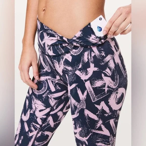 Lululemon Wunder Under Crop High Rise Graffiti Pop Legging Size 8