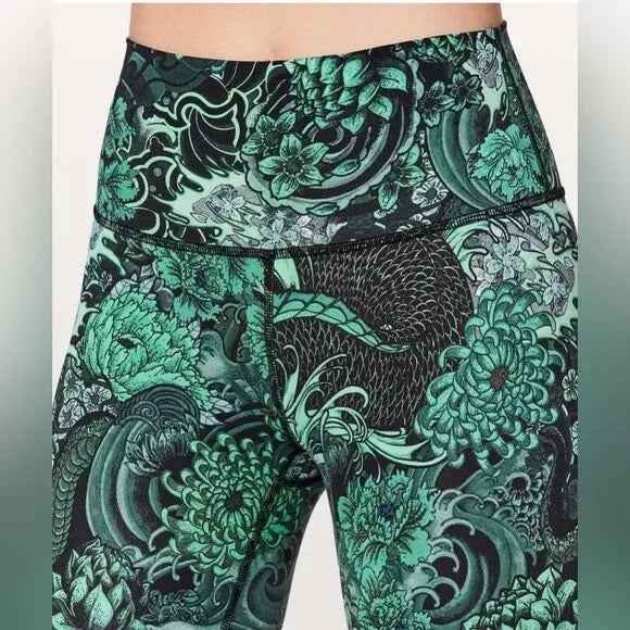 Lululemon Wunder Under Hi-Rise 17" Memoir Multi Green Legging Size 8