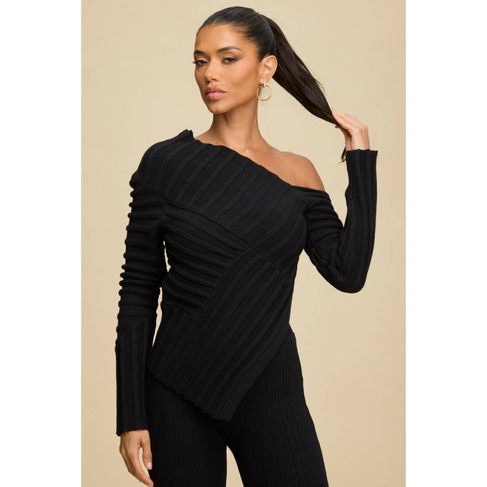 Style the Luxxel One Shoulder Knit Top exclusively at Born To Glam