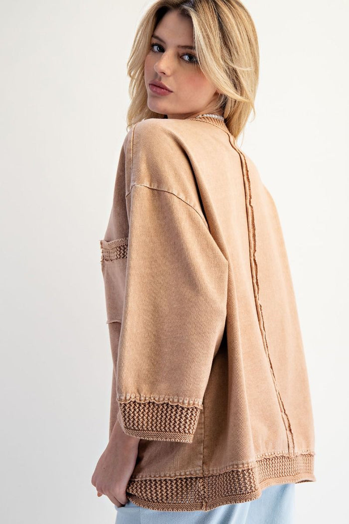 MACIE MINERAL WASHED PULLOVER, MOCHA
