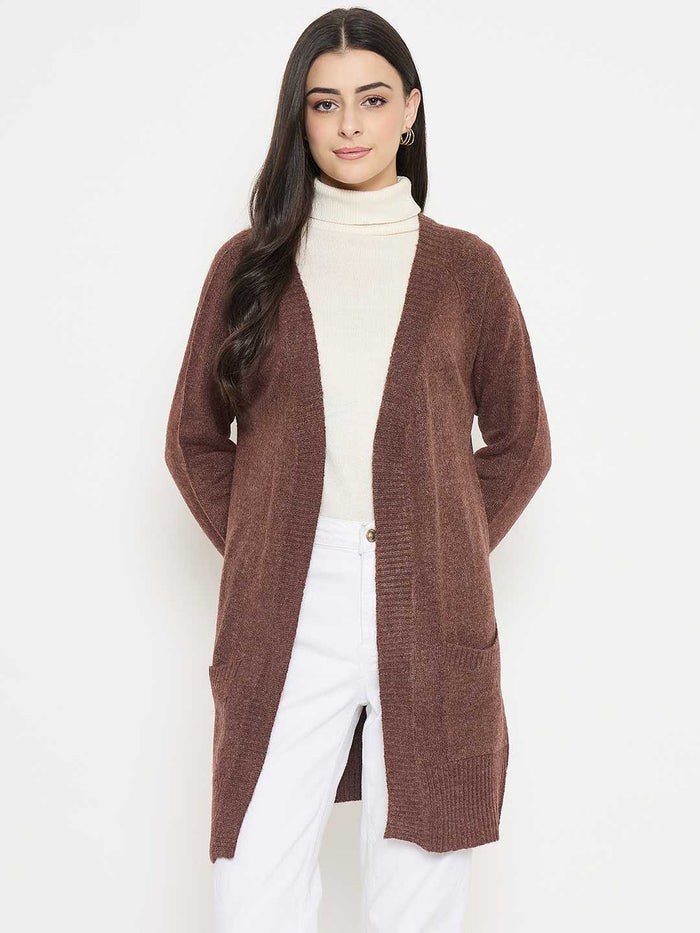 Madame Acrylic Chocolate Brown Long Open Shrug