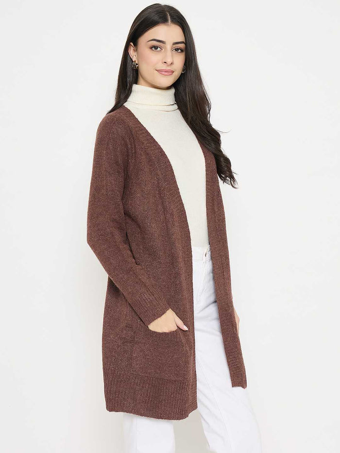 Madame Acrylic Chocolate Brown Long Open Shrug