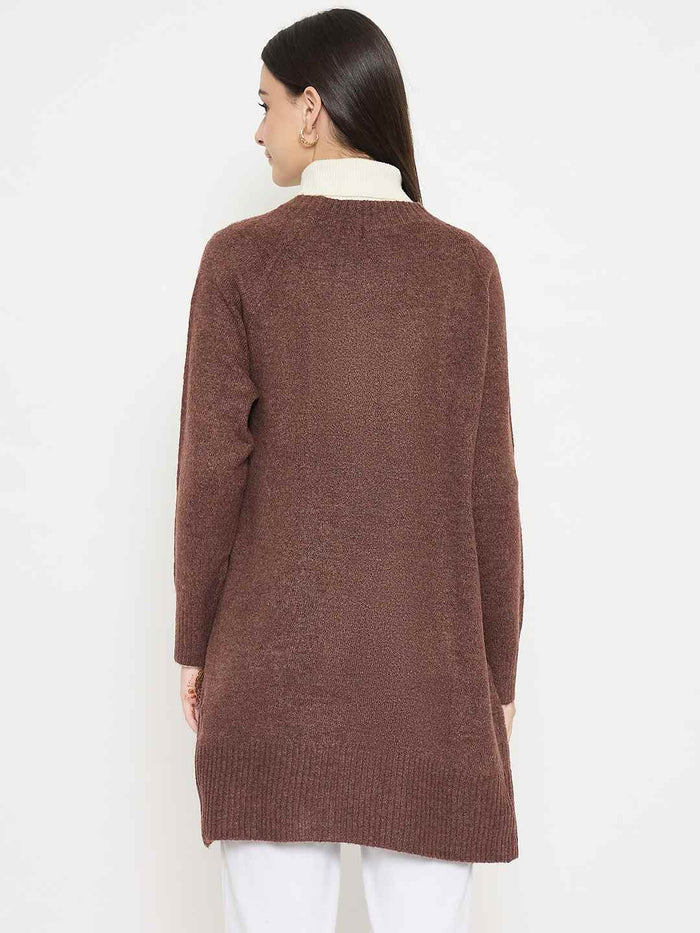 Madame Acrylic Chocolate Brown Long Open Shrug