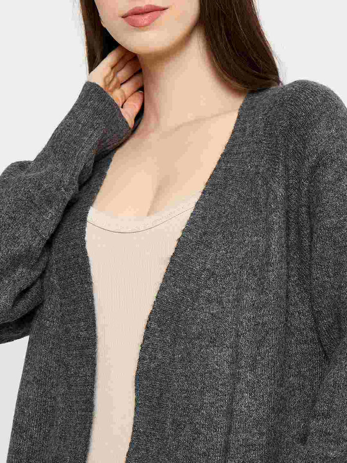 Madame Acrylic Dark Grey Long Open Shrug
