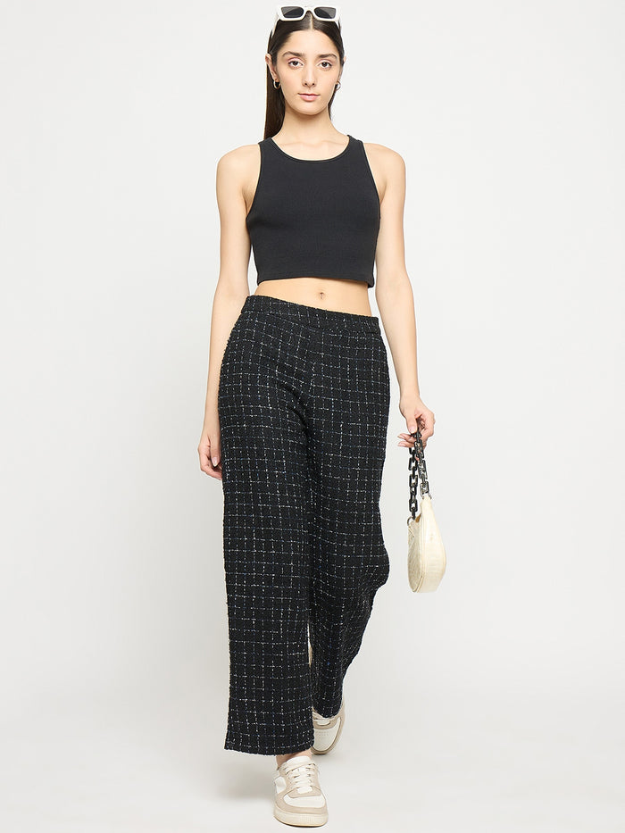 Madame Black and Blue Texture Tweed Trousers