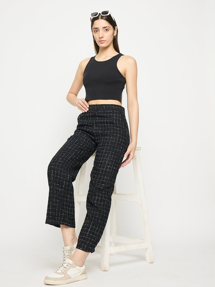 Madame Black and Blue Texture Tweed Trousers