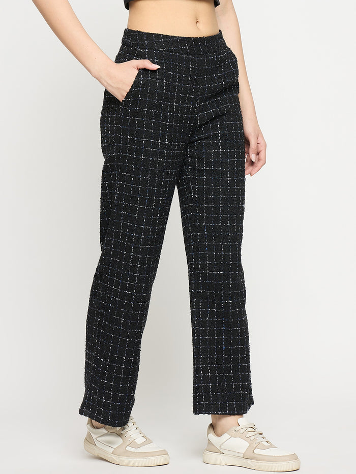 Madame Black and Blue Texture Tweed Trousers