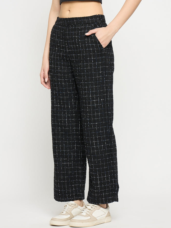 Madame Black and Blue Texture Tweed Trousers