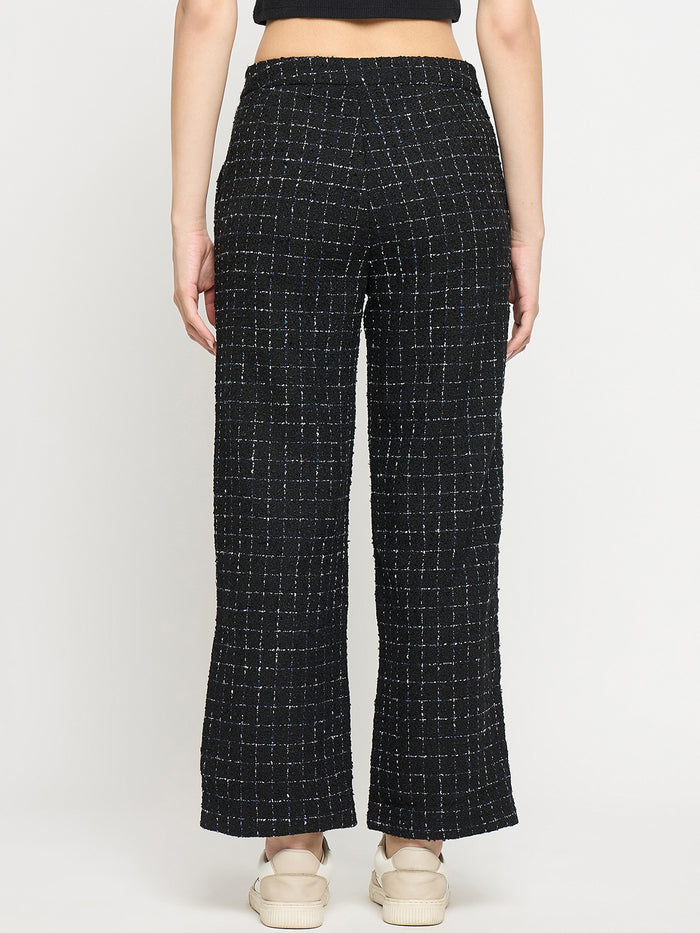 Madame Black and Blue Texture Tweed Trousers