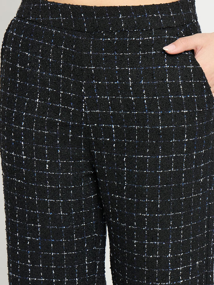 Madame Black and Blue Texture Tweed Trousers
