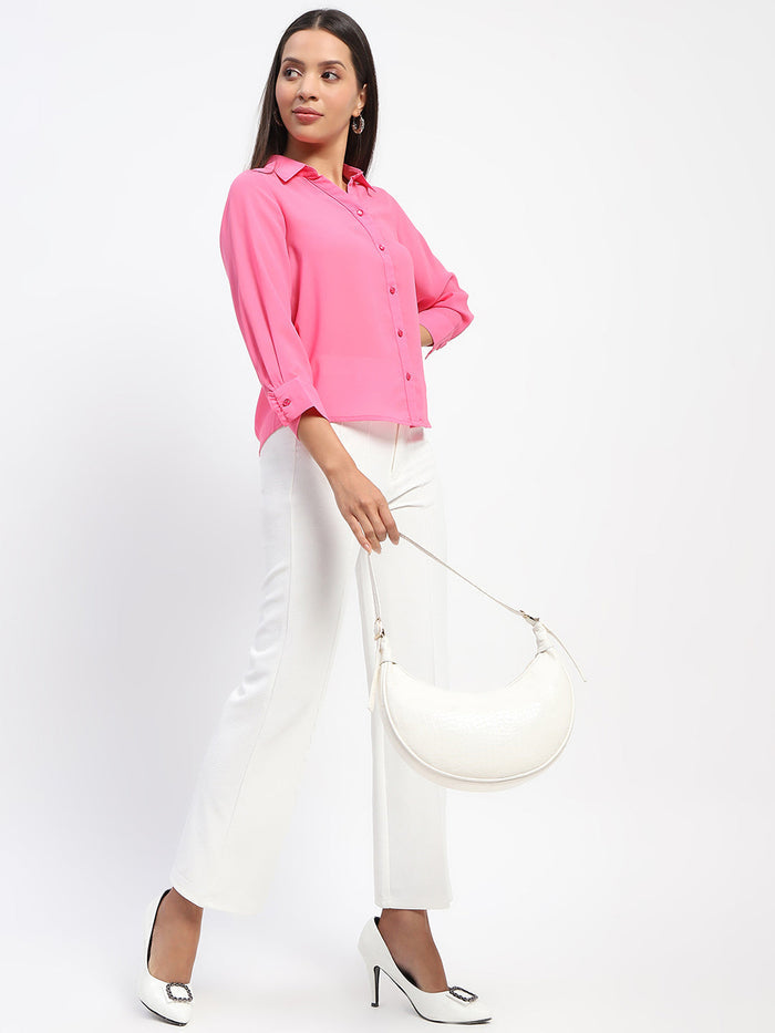 Madame Button-Down Collared Pink Shirt