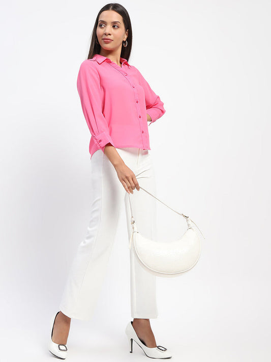 Madame Button-Down Collared Pink Shirt