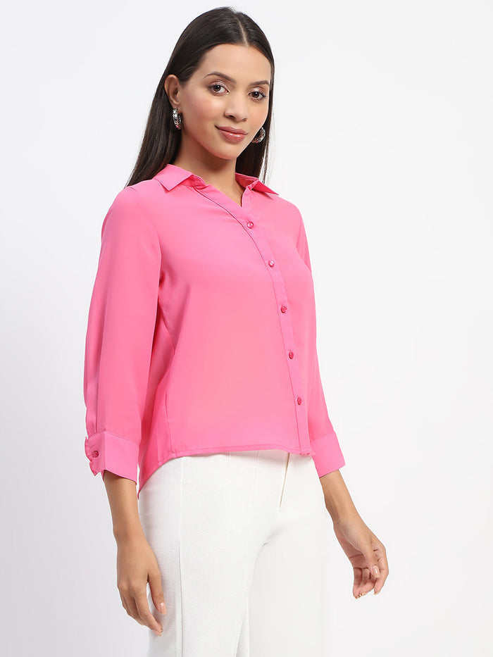 Madame Button-Down Collared Pink Shirt