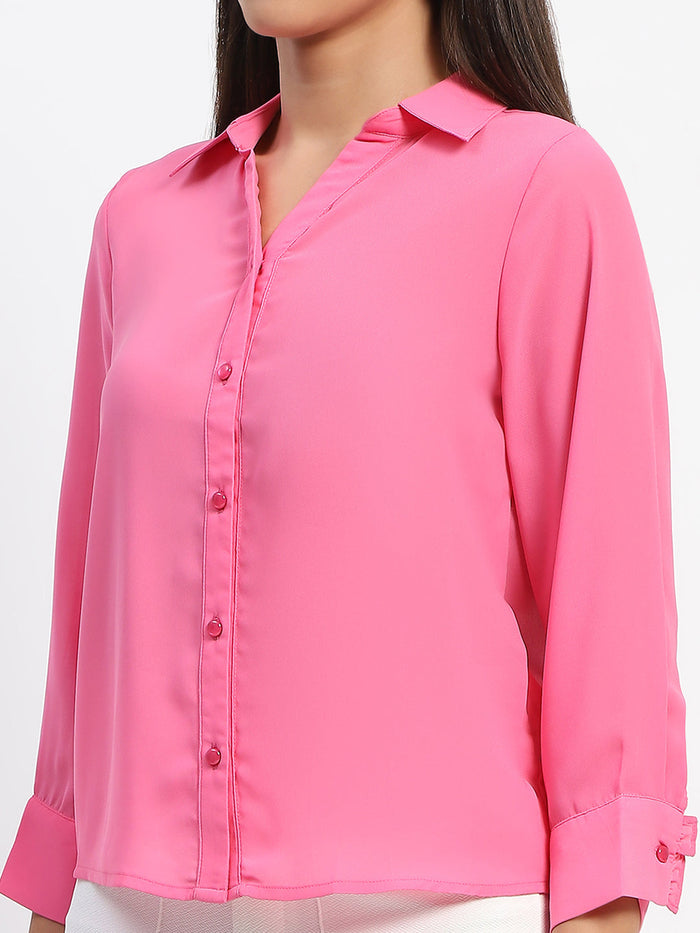 Madame Button-Down Collared Pink Shirt