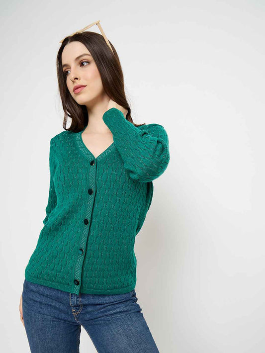 Madame Cable Knit Emerald Green Cardigan