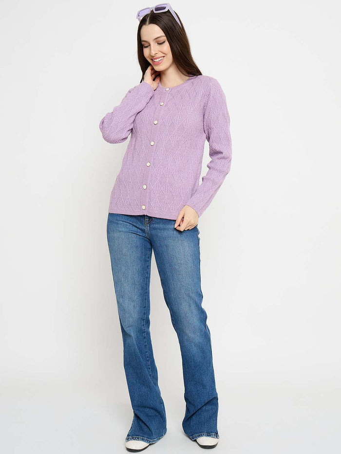 Madame Cable Knit Lilac Cardigan