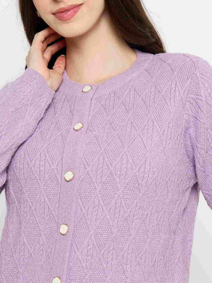 Madame Cable Knit Lilac Cardigan