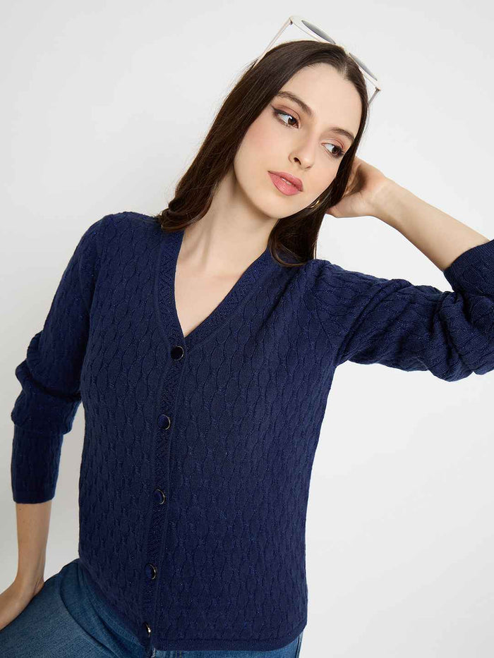 Madame Cable Knit Navy Blue Cardigan