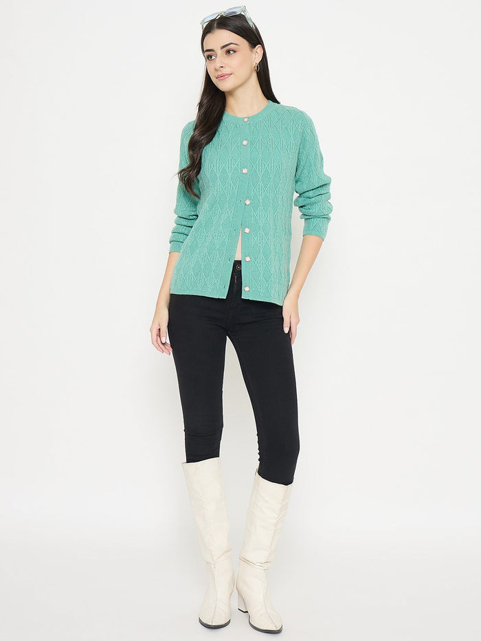 Madame Cable Knit Sea Green Cardigan