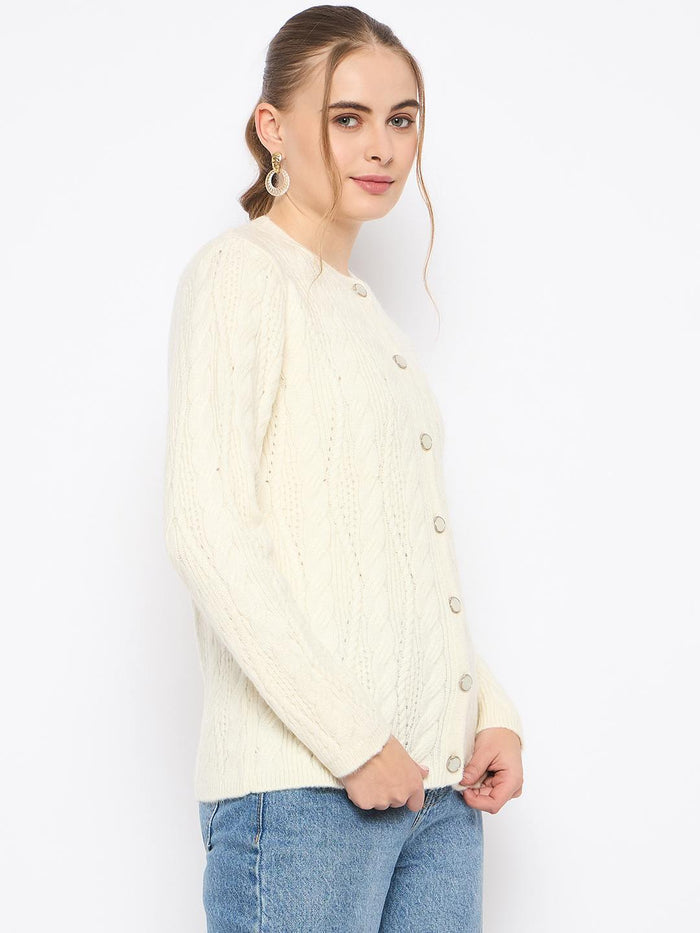 Madame Round Neck Off White Cardigan