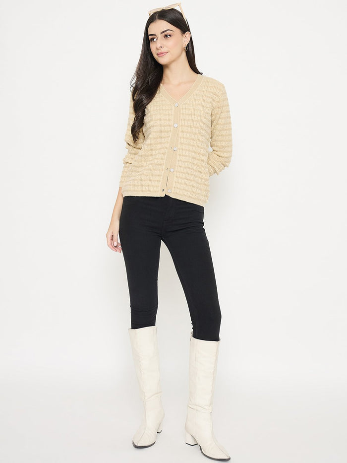 Madame Self Design Beige Cardigan