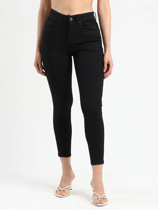 Madame Skinny Fit Black Cotton Blend Jeans