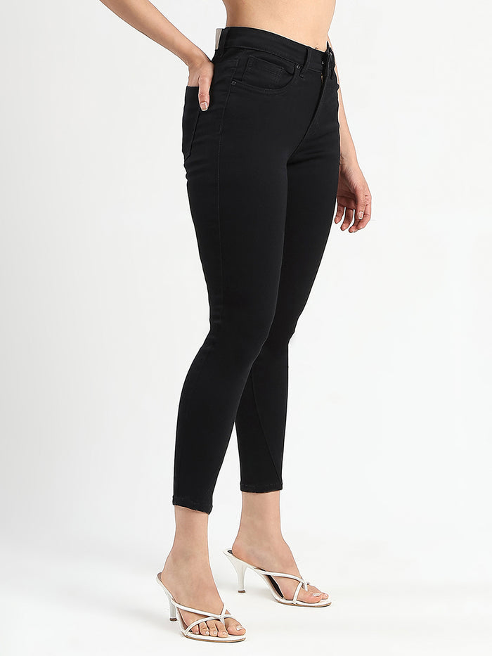 Madame Skinny Fit Black Cotton Blend Jeans