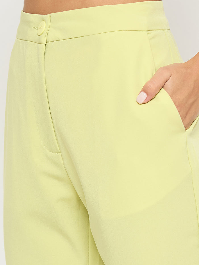 Madame Solid Sleeveless Top and Bottoms Lime Green Co-ord Set