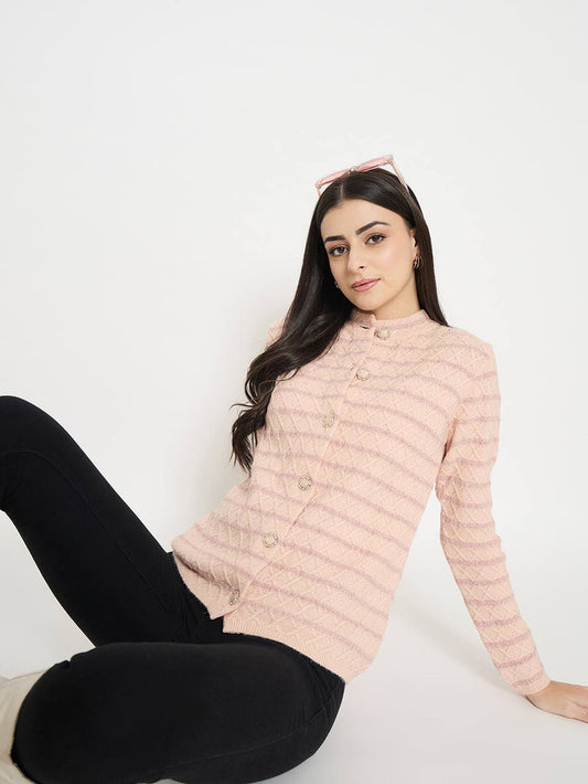 Madame Striped Peach Cardigan