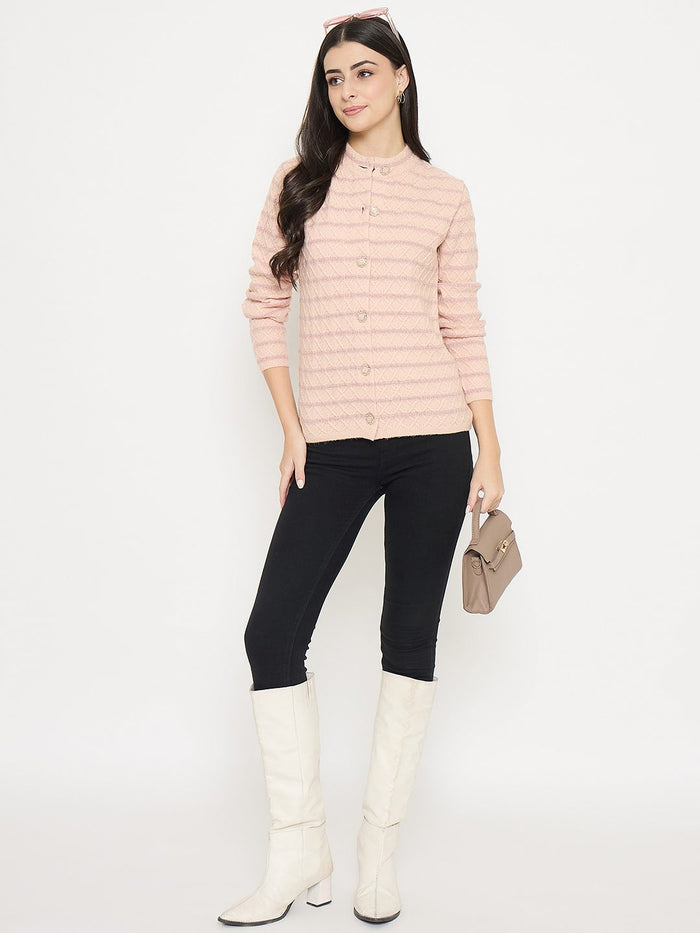 Madame Striped Peach Cardigan