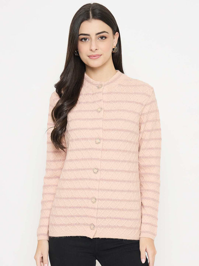 Madame Striped Peach Cardigan