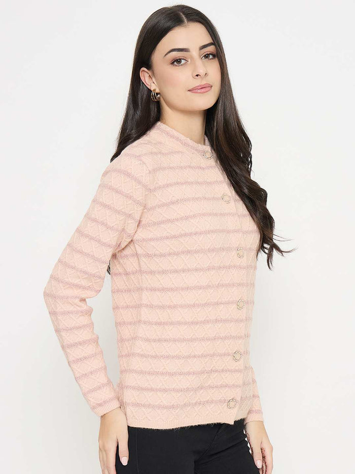 Madame Striped Peach Cardigan