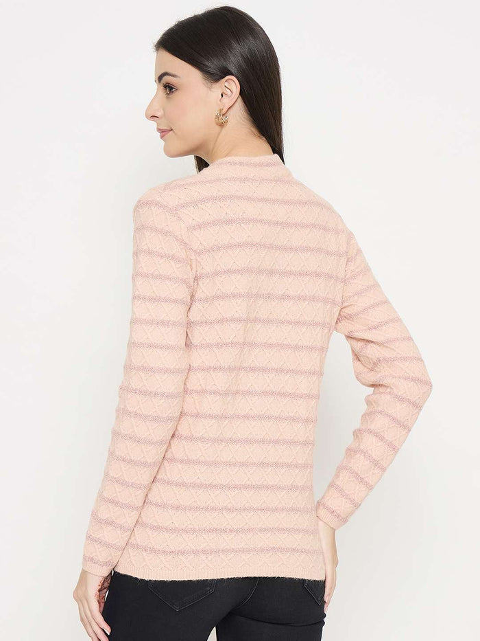 Madame Striped Peach Cardigan