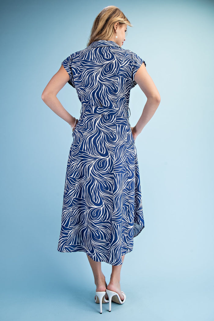 MARBLED PRINT BUTTON DOWN, NAVY MIX